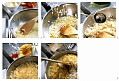 Preparing risotto with saffron
