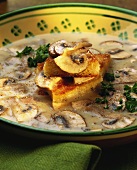 Mushroom soup with toasted bread