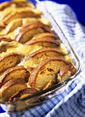 Swiss bread and cheese bake (Ramequin) in baking dish