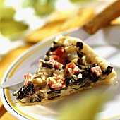 A piece of chard quiche with ham
