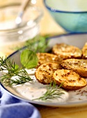 Caraway potatoes with sour cream, dill and watercress