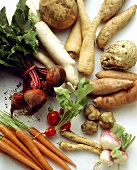 Various bulb and root vegetables
