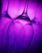 Empty wine glasses against a violet backdrop