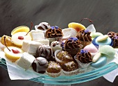 Various petit fours on a plate