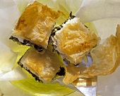 Tiropeta: filo pastry strudel with spinach & cheese filling