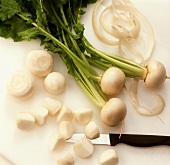 Peeling and quartering turnips