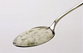 Tzatziki on a spoon