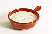 Remoulade sauce in a red china dish