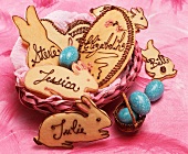 Easter bunny biscuits with chocolate names