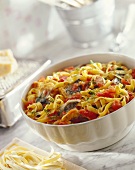 Tagliatelle with mackerel, tomatoes and fennel