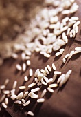 Basmati rice on a brown background