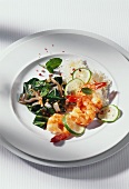 Shrimps with chard, rice and limes