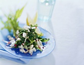 Spinach and herb salad with sheep's cheese and radishes