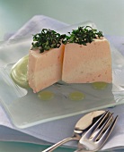 Fish timbales with spinach and wasabi dip