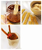 Making chocolate ice cream with sweet tortilla sticks