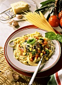 Spaghetti with vegetables, sweetcorn & Parmesan; ingredients