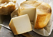 Canarian goat's cheese on wrapping paper; white bread