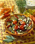 Middle Eastern salad with vegetables, courgettes, sheep's cheese