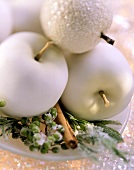 White apples as Christmas decorations