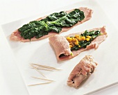 Stuffed veal roulade with chard