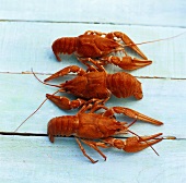 Three boiled crayfish