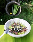 Gurken-Sellerie-Salat mit Roastbeef und Sardellen