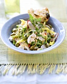 Colourful rocket salad with mushrooms and caper apples
