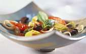 Beef fillet with vegetables and fresh basil