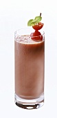 Tomato kefir drink with cherry tomato on cocktail stick