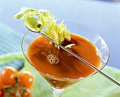 Vegetable cocktail with tomatoes and celery leaves