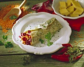 Lentil and radicchio wrap with polenta