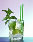 Mojito with rum, limes and fresh mint