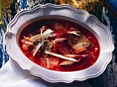 Russian bortsch with beef and beetroot