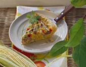 Piece of sweetcorn quiche with mince