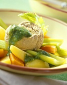 Veal fillet with vegetables and herb sauce