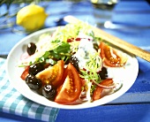 Greek vegetable salad with yoghurt dressing