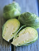 Brussels sprouts, one halved