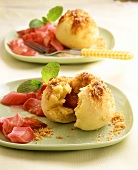 Rhubarb dumplings with cinnamon breadcrumbs