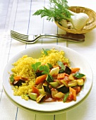 Couscous with vegetables and fresh parsley