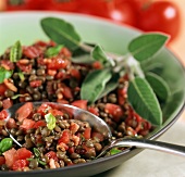 Lenticchie all'umbra (lentils with tomatoes and pancetta)
