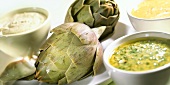 Artichokes with three dips
