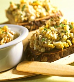 Herring mousse with egg on wholemeal bread