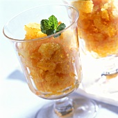 Orange sorbet with fresh mint