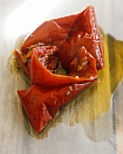 Halb getrocknete rote Paprika in Olivenöl