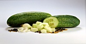 Braising cucumbers, onions and spices