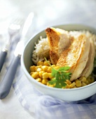 Rice with sweetcorn and chicken breast