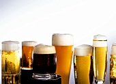 Various types of beer in glasses