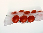 Tomaten in einem Eisblock