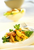 Warm vegetable salad with parsley