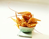 Boiled freshwater crayfish in bowl